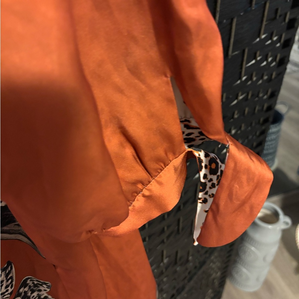 Chico's Vibrant Orange and Leopard Print Kimono - Picture 3 of 9
